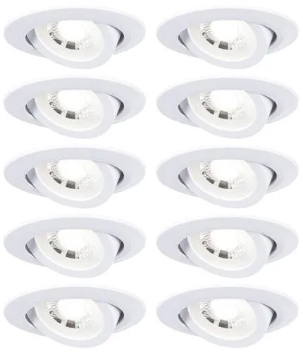 Paulmann 99995 LED Einbauleuchte 4.8W Weiß (matt) - 10er-Pack - Deckenspots mit schwenkbarem Design und 3-Step-Dim-Funktion für individuelles Licht, ideal für die perfekte Raumbeleuchtung.