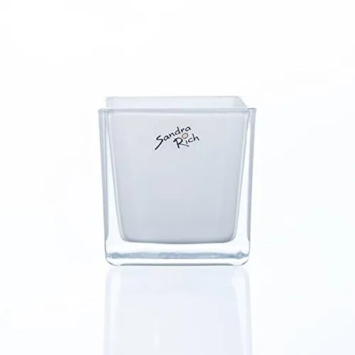6er Set Teelichtgläser Windlichter White Cube H. 8cm 8x8cm Glas weiß Sandra Rich