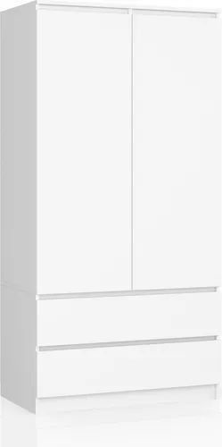 Akord Kleiderschrank Weiß, 4 Fächer & 2 Schubladen