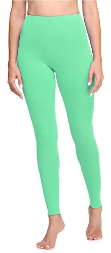 Ladeheid Leggings Damen aus Baumwolle Bequeme und Lange Leggins für Frauen für Frühling Sommer Herbst Winter Saison LA40-133 (Minze, 3XL)