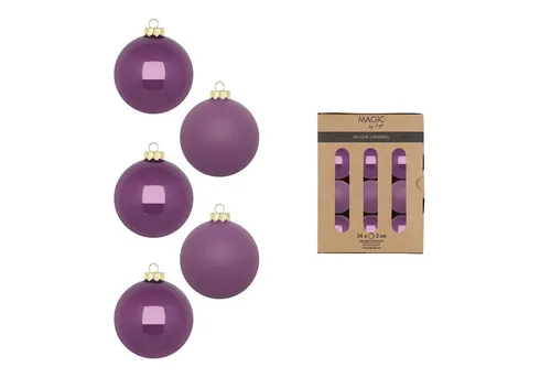 MAGIC by Inge Weihnachtsbaumkugel, Weihnachtskugeln Glas 3cm 24 Stück - Wild Mauve