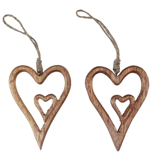 Holzherz Natur Holz Herzen Aufhänger Dekoration 8×11cm 4er Set, 4 Stück