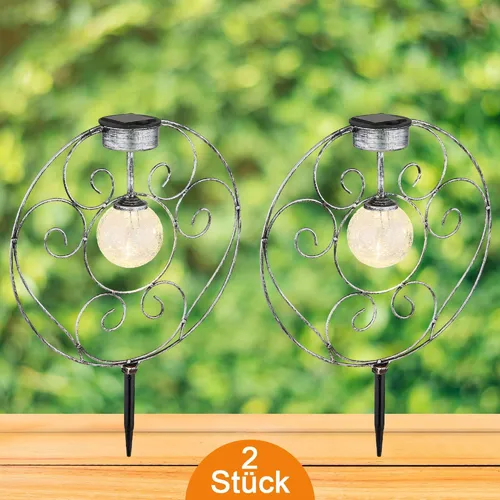 Solarleuchte Garten Kreis Kugel 2er Set - Elegante Gartenleuchten im 2er Set mit warmweißem 3000 Kelvin Licht und IP44 Schutzgrad, ideal für stimmungsvolle Abende im Freien.