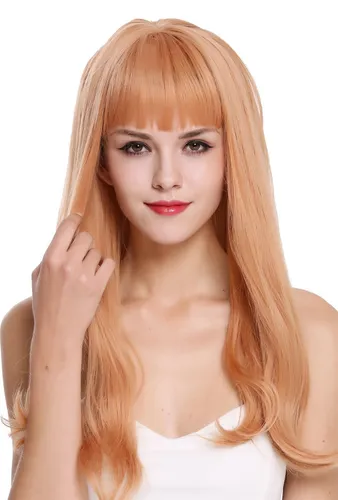 WIG ME UP Damen Perücke Lang Glatt Gewellte Spitzen Rotblond Hellrot Orangerot