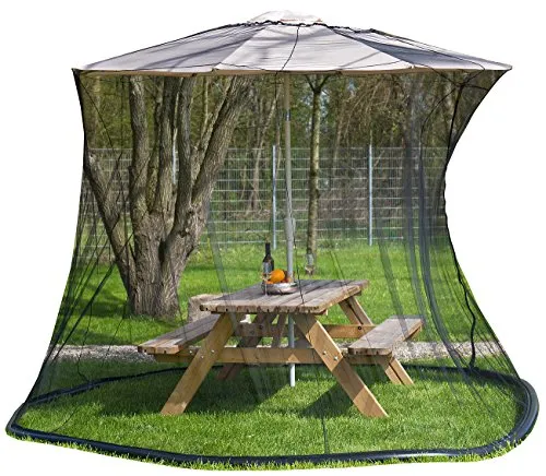 infactory Moskitonetz Schirm: Moskitonetz für Sonnenschirme, 330 x 250 cm, 220 Mesh, schwarz (für Ampelschirm, Mückennetz für Sonnenschirm, Faltpavillion)