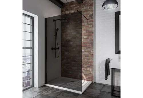Schulte Walk-in-Dusche Black Style, 90x120 cm, Grauglas mit mattschwarzen Profilen - Die Schulte Walk-In-Dusche Black Style vereint modernes Design mit robuster Qualität. Das 6 mm Einscheibensicherheitsglas sorgt für Stabilität und die mattschwarzen Profile bieten einen eleganten Akzent. Ideal für jedes Badezimmer.