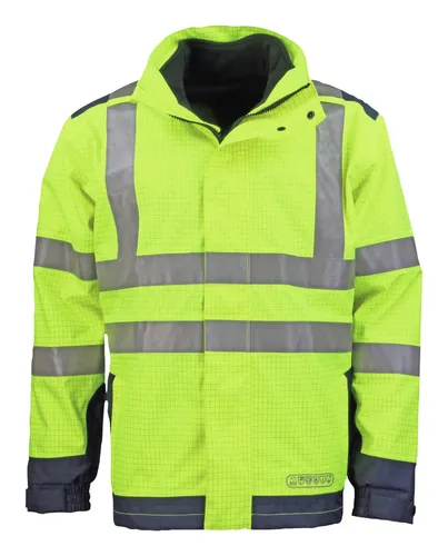 Wetter-, Flamm- und Warnschutzjacke Gr.XL gelb/blau ASATEX - Warnschutzjacke mit Multinorm-Parka-Funktion, abtrennbarer Kapuze und reflektierenden Streifen für optimale Sichtbarkeit und Schutz bei jedem Wetter.