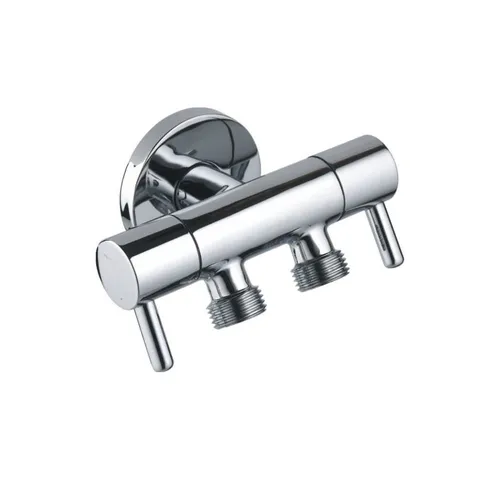 Aloni Doppel Eckventil verchromt 1/2 Zoll x 3/8 Zoll - Praktisches Doppel-Eckventil mit zwei 3/8 Zoll Anschlüssen. Ideal für Waschmaschinen und Spülmaschinen. Hohe Zuverlässigkeit und einfache Montage - perfekt für jeden Haushalt.