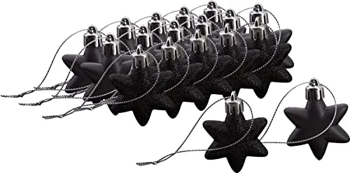 Othmar Decorations Weihnachtssterne aus Kunststoff 18 Stk 50 cm Durchmesser Weihnachtskugeln Weihnachten Dekoartikel Kunststoffsterne für festliche Dekorationen Schwarz