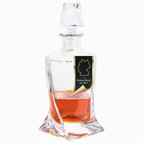 Intirilife Karaffe - Edle Whiskey Karaffe mit 800 ml Füllmenge - Geschirr: Luxuriöse Kristallglas Karaffe, ideal für Whiskey und andere Getränke, mit zeitlosem Design und spülmaschinengeeignet.