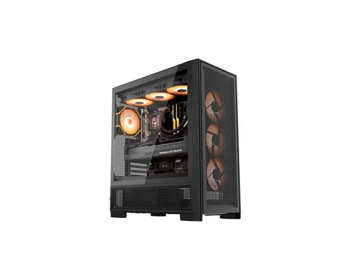 Darkflash AIRNOVA Computer Gehäuse mit 3 Lüftern - Schwarz - Geräumiges Big Tower Gehäuse für leistungsstarke PCs, unterstützt E-ATX bis ITX-Motherboards. Mit 3 leistungsstarken Lüftern und optimaler Luftzirkulation ist es ideal für anspruchsvolle Builds.