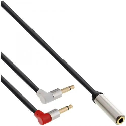 InLine Slim Audio Kopfhörer Flugzeug-Adapterkabel, 2x 3,5mm Klinke ST an 3,5mm Klinke BU 3pol., 1m 99251A
