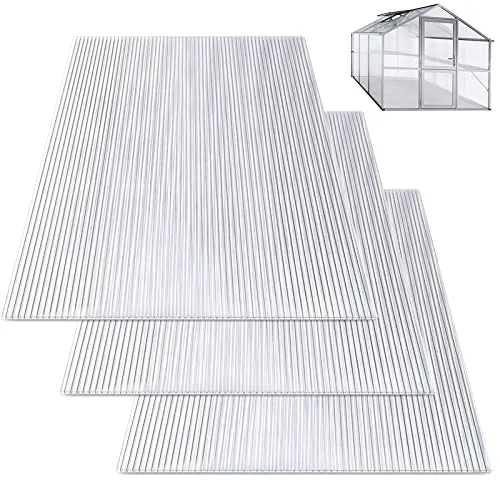 SWANEW Hohlkammerstegplatten 14 Stück,Zuschneidbarer,4mm Polycarbonat,60,5 x 121 cm Klar Gewächshausplatten,für Gewächshaus Gartenbau usw