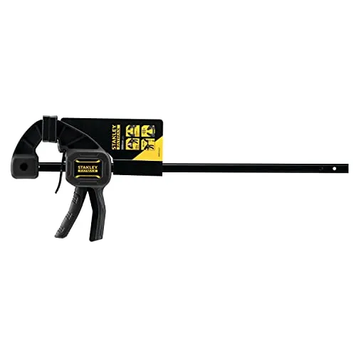 Stanley FatMax Einhandzwinge Medium FMHT0-83233 (475mm Schienen-Länge, 45kg Spannkraft, verwindungssteife I-Profil-Schiene, leichtes Umstellen von Spannen auf Spreizen, abnehmbare Schutzkappen)