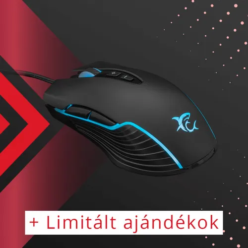 White Shark Azarah Gamer Maus, schwarz, 6400 DPI, gummierte Abdeckung, RGB, Software, 7 Tasten