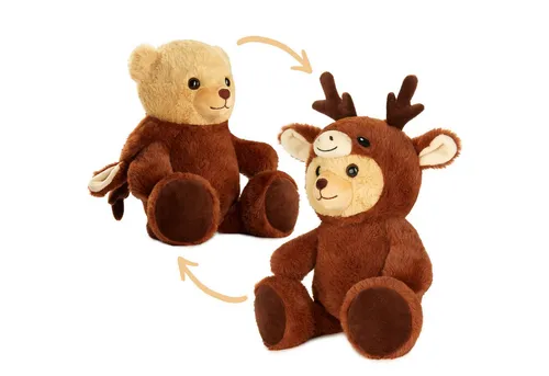 BRUBIES Kuscheltier Teddy Hirsch - 25 cm Teddybär im Hirschkostüm mit Kapuze (Plüschtier für kuschelige Abenteuer, 1-St), Kuscheltier Geschenk für Kinder