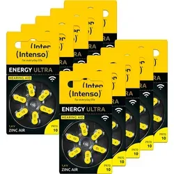 Intenso Hörgerätebatterien PR70 (Typ 10) Gelb – 60er Pack