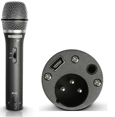 LD Systems D1USB -  USB / XLR Gesangsmikrofon dynamisch mit Kopfhörerausgang
