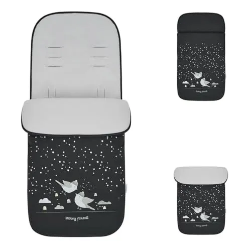 Kikkaboo Kinderwagen Fußsack Polar Friends Reißverschluss warmes Fleecefutter schwarz gemustert