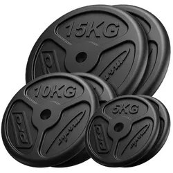 Slim Guss Hantelscheiben-Set 60 kg | Marbo Sport - Hantelscheiben-Set mit ø30/31 mm Bohrung, inklusive 2 x 15 kg, 2 x 10 kg und 2 x 5 kg für effektives Training zu Hause.
