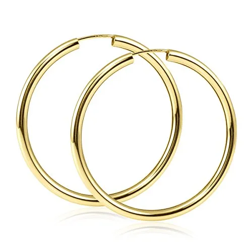 MATERIA Damen Creolen Gold 585 Ohrringe 30mm - Hochwertige flexible Creolen aus 585 Gelbgold, die sich nicht verbiegen. Ideal für jeden Anlass, geliefert in eleganter Geschenkbox.