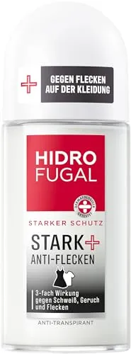 Hidrofugal STARK + ANTI-FLECKEN Roll-on, starker Deo Schutz gegen Schweiß, Geruch und Flecken, Antitranspirant ohne Ethylalkohol gegen Achselnässe & Körpergeruch (50 ml)