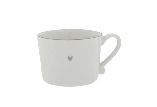 Bastion Collections Tasse Graues Herz, Keramik, Spülmaschinengeeignet, Weiß, Motiv: Herzen