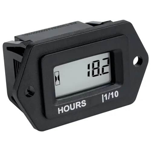 Jayron Digital LCD Betriebsstundenzähler Spannung AC/DC 5V bis 277V,Nicht Polarisiert,Snap-In-Installation,Wasserdichtes Design für ZTR Rasenmäher Traktor Generator Club Auto Kompressor