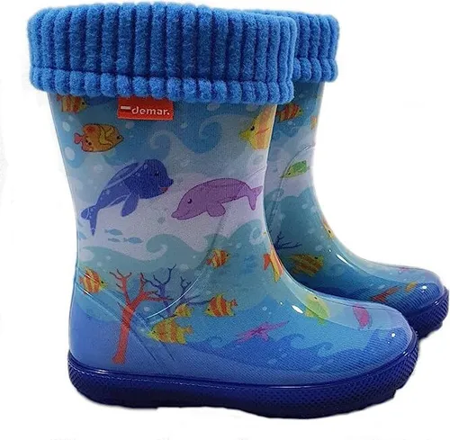 Demar LUX Gummistiefel Regenstiefel Kinderstiefel gefüttert mit Innensocken Mädchen Jungen 28/29