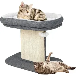 GOPLUS 50cm Kratzbaum für Hauskatzen – Modernes Katzenmöbel mit Sisal-Kratzplatte und Plüschbett - Dieser kompakte Kratzbaum bietet Ihrer Katze ein vielseitiges Spiel- und Ruhezentrum. Die stabile Konstruktion unterstützt bis zu 20 kg, während das abnehmbare Plüschkissen für Komfort sorgt. Ideal für jedes Zuhause!