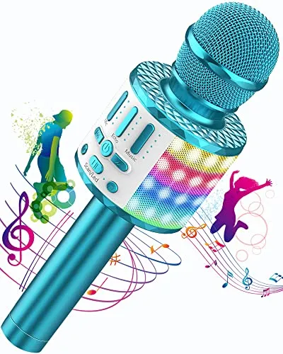MicQutr Karaoke Mikrofon, Drahtloses Bluetooth Mikrofon Kinder mit LED, Tragbares Karaoke Maschine zum Singen, Karaoke Mädchen Jungen Spielzeug Geschenke, KTV Lautsprecher Recorder für Smartphone PC