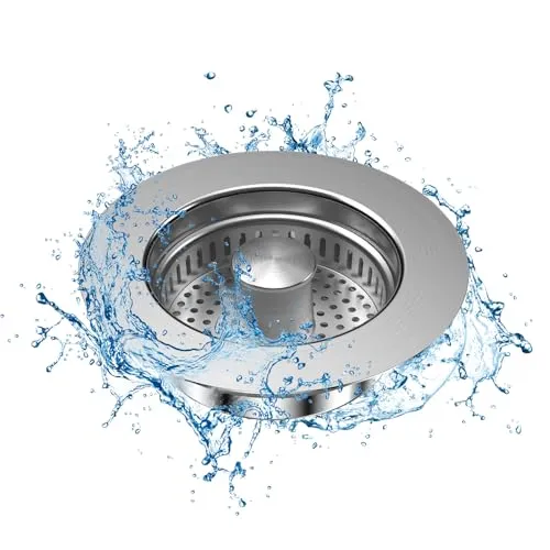 LAIVIYA Abflusssieb Küchenspüle Waschbeckenstöpsel 3-in-1 Pop-Up Edelstahl Abflussstopfen Spülbecken Stöpsel für Küche Spülbecken Sieb mit Filterkorb für Tiefe > 40 mm, Spülbecken Bohrung 75-86mm