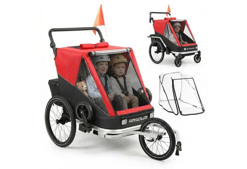 AIYAPLAY Fahrradkindernanhänger 2-Sitzer Faltbar