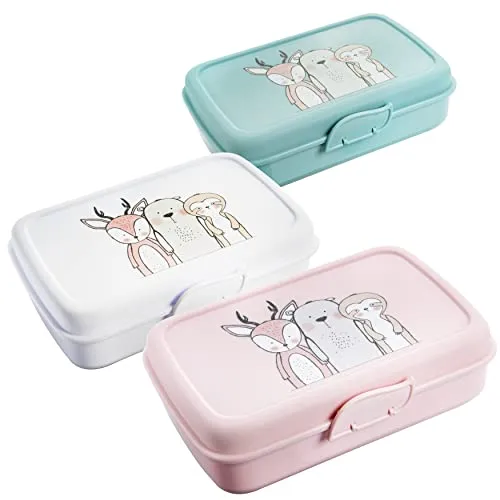 Brotdose Kinder mit Fächern 3friends 3er Set Lunchbox Brotdosen mit Trennfächern und Clickverschluss, Bento Box Kinder Brotzeitbox, 100% Recyclebar Frühstücksbox ohne BPA+Weichmacher