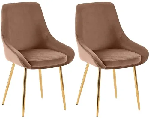 CLP Esszimmerstühle 2er Set Elmira, ergonomisch mit Armlehne - Esszimmerstühle mit gepolsterter Sitzfläche und pflegeleichtem Samtbezug, ideal für modernen Komfort und langlebige Nutzung im Esszimmer.