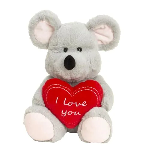 Geschenkestadl Maus mit Herz Aufschrift I Love You 30cm Kuscheltier Plüschtier