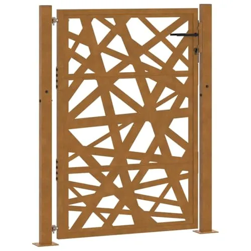 vidaXL Gartentor 105x130 cm - Wetterfester Stahl mit Lichtdesign - Gartentor aus wetterfestem Stahl mit elegantem lasergeschnittenem Design. Ideal für Garteneingänge und Einfahrten, korrosionsbeständig und wartungsarm. Abschließbar für zusätzliche Sicherheit.