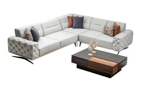 Eckcouch Lounge Sofa Polsterlandschaft 6-Sitzer Weiß - Moderne Eckcouch für den Wohnraum, bietet Platz für bis zu 6 Personen. Mit hochwertigem Polyesterbezug und eleganter, einfarbiger Optik. Maße: 308 x 250 x 83 cm. Ideal für gesellige Abende!