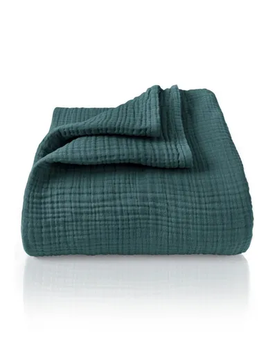 Laynenburg Tagesdecke Musselin aus 100% Baumwolle – Kuschelige Sommerdecke in Blau Mirage - Tagesdecken aus 100% Baumwolle, ideal als Bett-Überwurf oder für die Couch. Leicht und atmungsaktiv, perfekt für warme Tage.