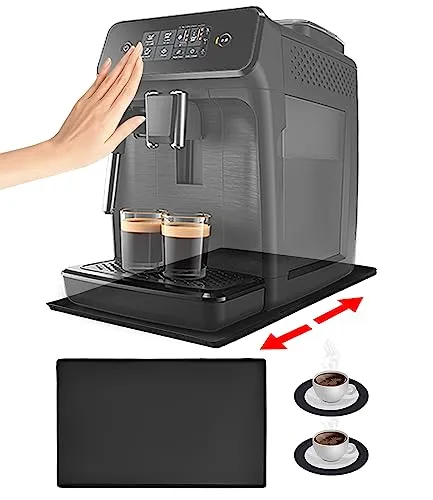 Xespis Silikonunterlage für Kaffeemaschinen, 47 x 29 cm | Rutschfest und Wasserdicht, 2 Stück Schwarz