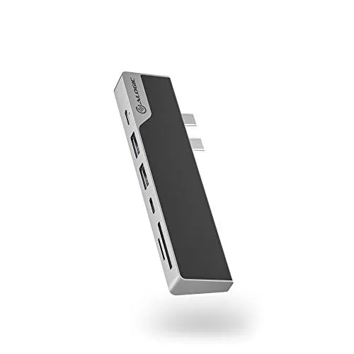 ALOGIC Dock Nano Gen2 Compatible with Apple MacBook Pro/Air Dock, 4K HDMI, 100 W Stromversorgung, 2 x USB 3,1,40 GBPS Thunderbolt-Daten, Micro SD/SD-Kartenleser - Space Grey