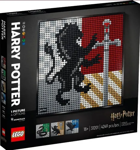 LEGO® ART 31201 Harry Potter™ Hogwarts™ Wappen - LEGO Art Set für kreative Harry Potter Fans, ideal zum Dekorieren und Entspannen, 4-in-1 Puzzle mit Hogwarts Wappen für einzigartige Wandkunst.
