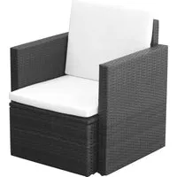 vidaXL Gartenstuhl aus Poly Rattan mit Kissen Schwarz - Stylischer Gartenstuhl aus witterungsbeständigem PE-Rattan. Mit komfortablen, abnehmbaren Kissen für eine einfache Reinigung. Ideal für entspannte Stunden im Garten oder auf der Terrasse.
