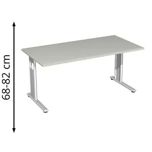 Geramöbel Schreibtisch Flex S-617103-LS, lichtgrau, höhenverstellbar - Kinderschreibtisch mit manuell höhenverstellbarer Funktion für ergonomisches Arbeiten, ideal für wachsende Kinder. Strapazierfähige melaminharzbeschichtete Spanplatte und Kabelkanal für Ordnung.