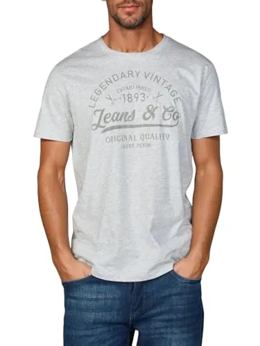 riverso Tshirt Herren Baumwolle Regular Fit RIVLeon Rundhals Kurzarm Sommer Tee Shirt Print, Größe:4XL, Farbe:Hellgrau (FJD)