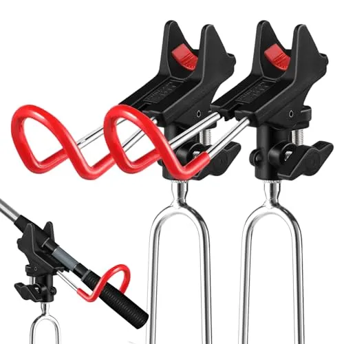 Rutenhalter, 2 Stück Angelrutenhalter, 360° Verstellbar Angelrutenhalter, Angelrutenhalter Angelzubehör Tragbar und Abnehmbar