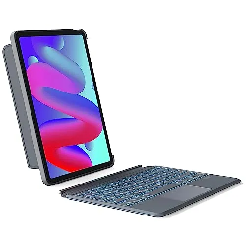 Inateck Tastatur Hülle für iPad Air 6 11 Zoll 2024 - Abnehmbare Touchpad-Hülle mit 7-farbiger Beleuchtung und 5 flexiblen Aufstellmodi für optimales Arbeiten und Entertainment