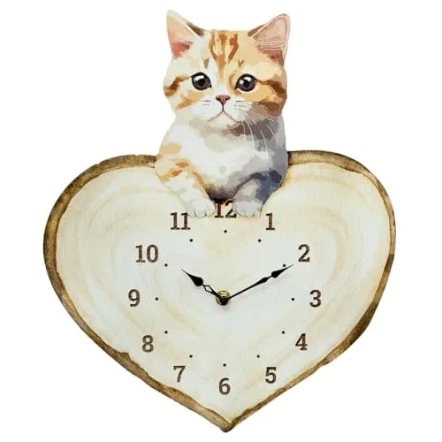 abc HOME | Wanduhr Katze | Quarzuhrwerk | batteriebetrieben | 37 cm H