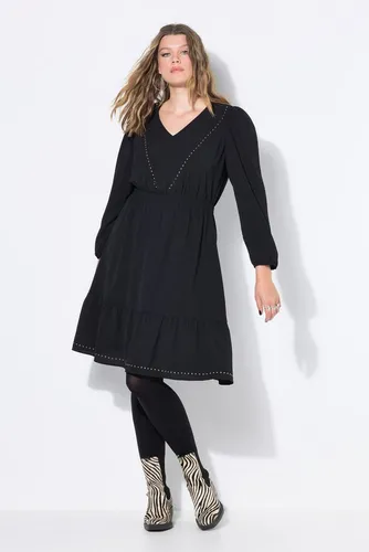 Studio Untold Jerseykleid Kleid A-Line V-Ausschnitt mit Ziernieten