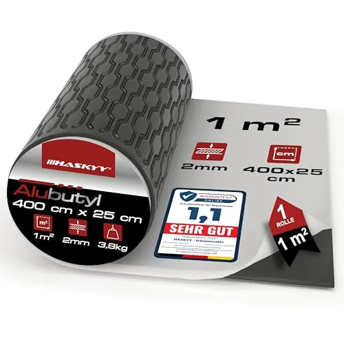 HASKYY 2mm 1qm Alubutyl BLACK Anti Dröhn Dämmmatte selbstklebend 25cm Auto Dämmung